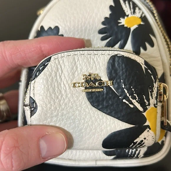 Coach NWT Mini Court Backpack Bag Charm With Floral Print - Picture 11 of 12